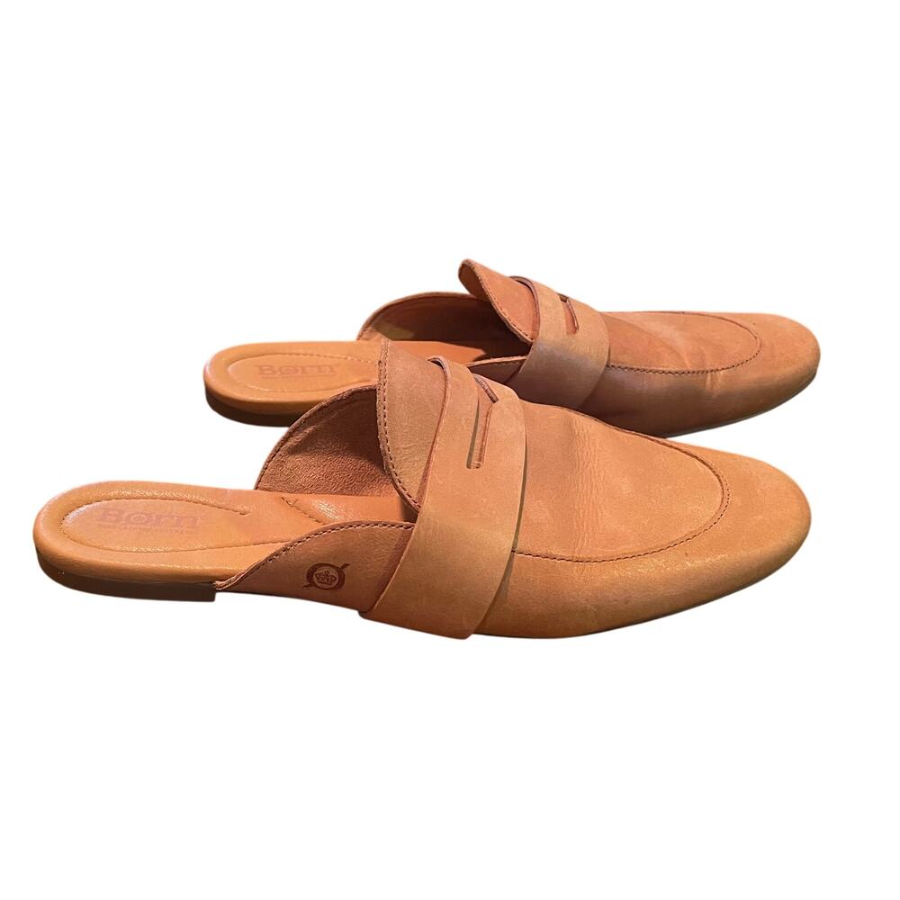 Born Tan Leather Penny Loafer Mules / Slides, Casual, Minimalist, Size 10